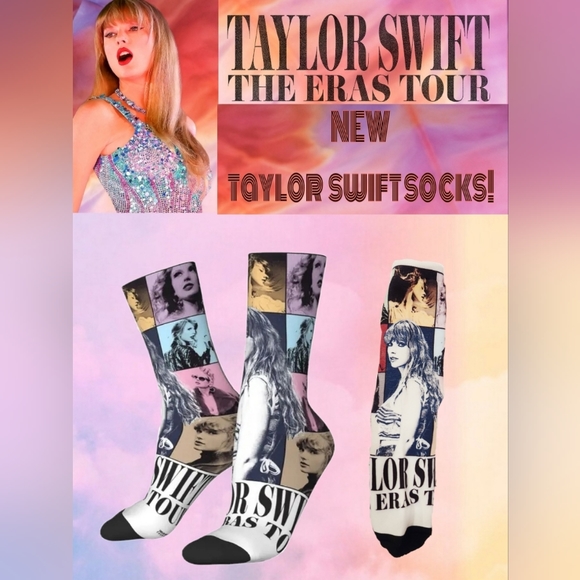 NEW! Taylor Swift Socks Taylor Swift Eras Tour Socks Taylor Swift Pair of Socks - Picture 1 of 3